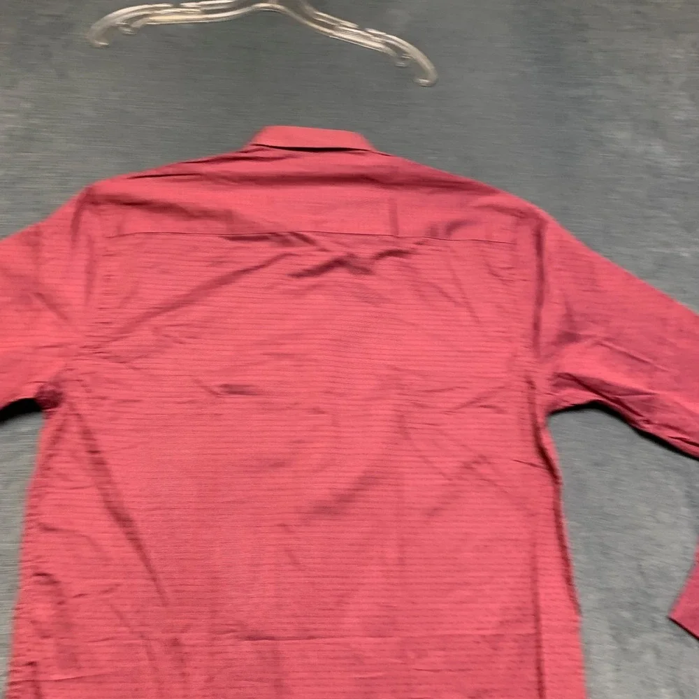 Cobb Italy Dress Shirt Mens 15.5 Pink Geometric Chest Pocket Long Sleeve Formal